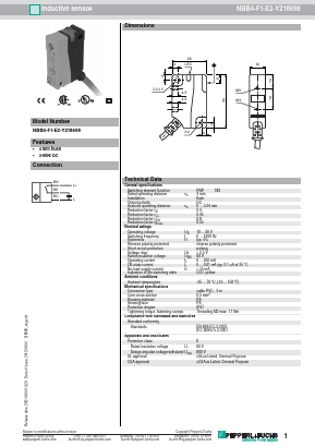 NBB4-F1-E2-Y218698 Datasheet PDF Pepperl+Fuchs Inc.