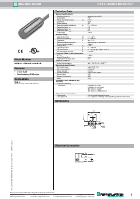 NBB2-12GM30-E2-5M-PUR Datasheet PDF Pepperl+Fuchs Inc.