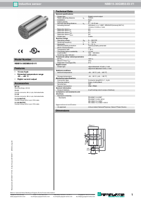 NBB15-30GM50-EI-V1 Datasheet PDF Pepperl+Fuchs Inc.