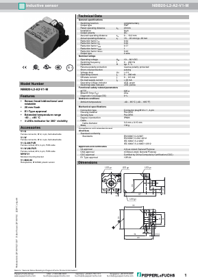 NBB20-L2-A2-V1-M Datasheet PDF Pepperl+Fuchs Inc.