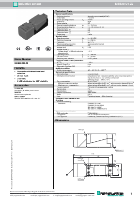 NBB20-U1-Z2 Datasheet PDF Pepperl+Fuchs Inc.