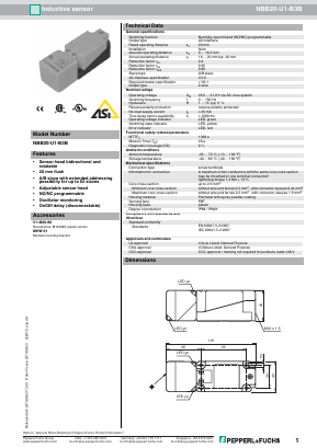 NBB20-U1-B3B Datasheet PDF Pepperl+Fuchs Inc.