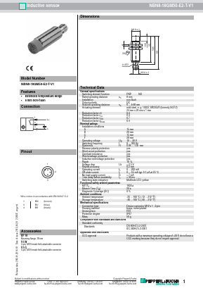 NBN8-18GM50-E2-T-V1 Datasheet PDF Pepperl+Fuchs Inc.