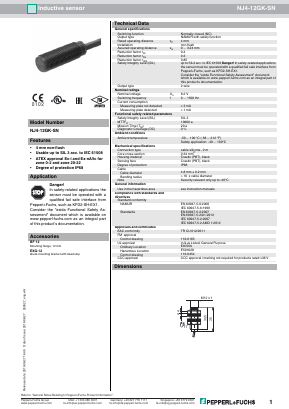 NJ4-12GK-SN Datasheet PDF Pepperl+Fuchs Inc.