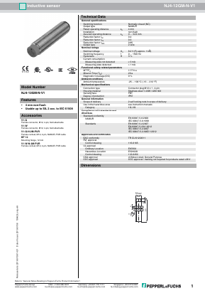 NJ4-12GM-N-V1 Datasheet PDF Pepperl+Fuchs Inc.