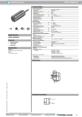 NCB5-18GM40-Z0 Datasheet PDF Pepperl+Fuchs Inc.