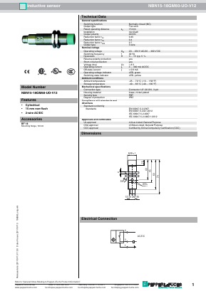 NBN15-18GM60-UO-V12 Datasheet PDF Pepperl+Fuchs Inc.
