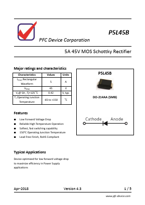 P5L45B Datasheet PDF PFC Device Inc.