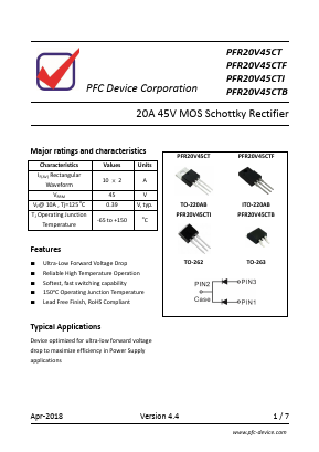 PFR20V45CTF Datasheet PDF PFC Device Inc.