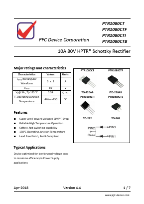 PTR1080CT Datasheet PDF PFC Device Inc.