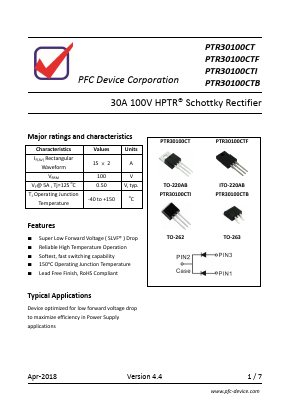 PTR30100CT Datasheet PDF PFC Device Inc.