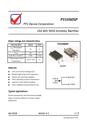P15V60SP Datasheet PDF PFC Device Inc.