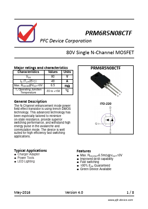 PRM6R5N08CTF Datasheet PDF PFC Device Inc.