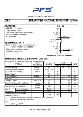 DB3 Datasheet PDF Shenzhen Ping Sheng Electronics Co., Ltd.