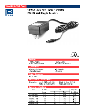 PSC10A-050S Datasheet PDF Phihong USA Inc.