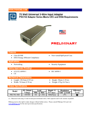 PSC75U-560 Datasheet PDF Phihong USA Inc.