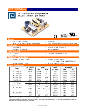 PSA25L-240 Datasheet PDF Phihong USA Inc.