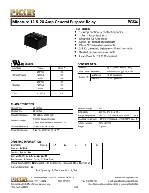 PC834 Datasheet PDF Picker Components