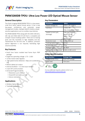 PMW3260DB-TPOU Datasheet PDF Pixart Imaging Inc.