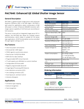 PAC7640 Datasheet PDF Pixart Imaging Inc.