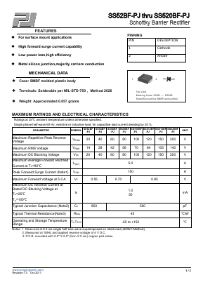 SS520BF-PJ Datasheet PDF Dongguan Pingjingsemi Technology Co., Ltd,