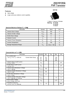 2SA1013SQ Datasheet PDF Dongguan Pingjingsemi Technology Co., Ltd,