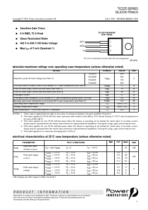TIC225 Datasheet PDF Power Innovations Ltd