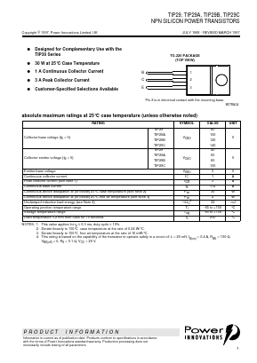 TIP29 Datasheet PDF Power Innovations Ltd