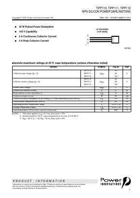 TIPP110 Datasheet PDF Power Innovations Ltd