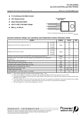 TIC106D Datasheet PDF Power Innovations Ltd