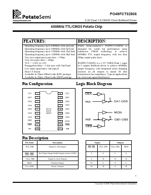 PO49FCT32805Q Datasheet PDF Potato Semiconductor Corporation