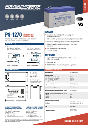 PS-1270 Datasheet PDF Power Sonic Corporation