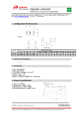 PSC2505-1R2M Datasheet PDF PREMO CORPORATION S.L
