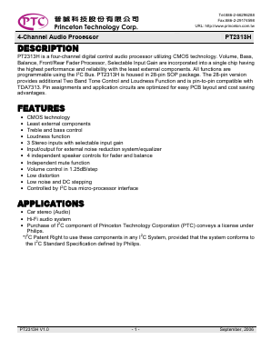 PT2313H Datasheet PDF Princeton Technology