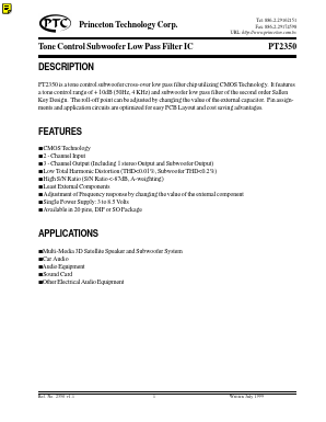 PT2350 Datasheet PDF Princeton Technology