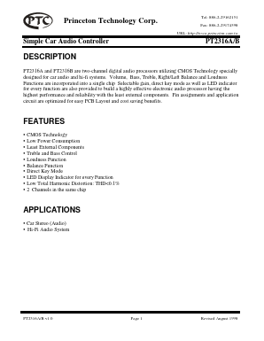 PT2316A Datasheet PDF Princeton Technology