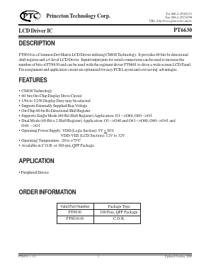 PT6630 Datasheet PDF Princeton Technology