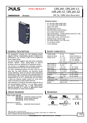 CP5.241-S2 Datasheet PDF PULS GmbH