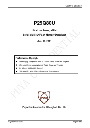 P25Q80U Datasheet PDF Puya Semiconductor Co., Ltd.