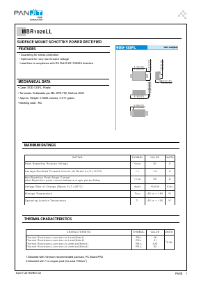 MBR1020LL Datasheet PDF PANJIT INTERNATIONAL