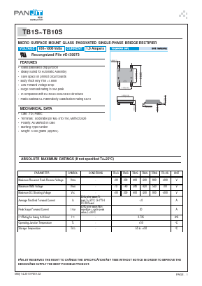 TB8S Datasheet PDF PANJIT INTERNATIONAL