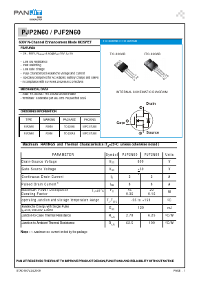 PJF2N60 Datasheet PDF PANJIT INTERNATIONAL