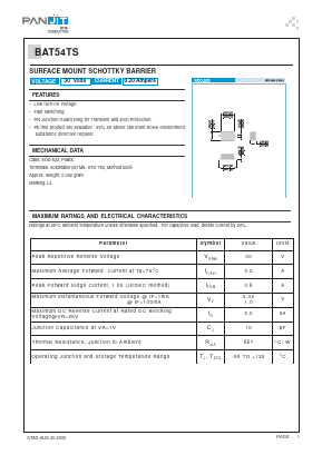 BAT54TS Datasheet PDF PANJIT INTERNATIONAL