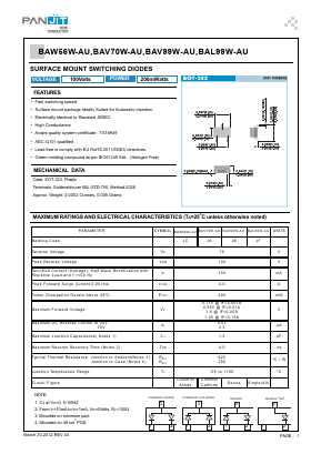 BAW56W-AU Datasheet PDF PANJIT INTERNATIONAL