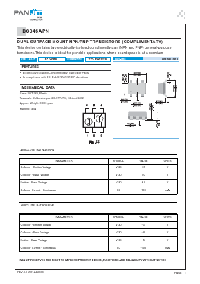 BC846APN Datasheet PDF PANJIT INTERNATIONAL