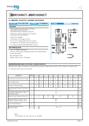 MBR1080CT Datasheet PDF PANJIT INTERNATIONAL