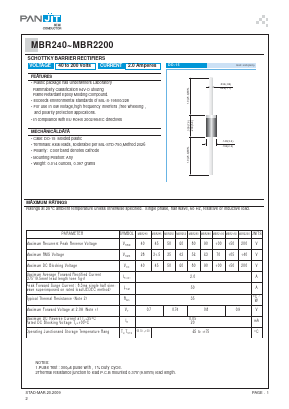 MBR2200 Datasheet PDF PANJIT INTERNATIONAL