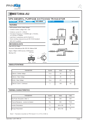 MMBT3904-AU Datasheet PDF PANJIT INTERNATIONAL