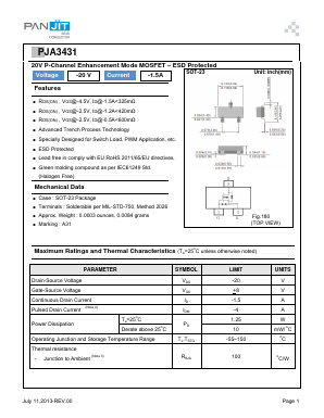 PJA3431_R1_00001 Datasheet PDF PANJIT INTERNATIONAL