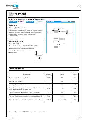 RB751V-40X Datasheet PDF PANJIT INTERNATIONAL